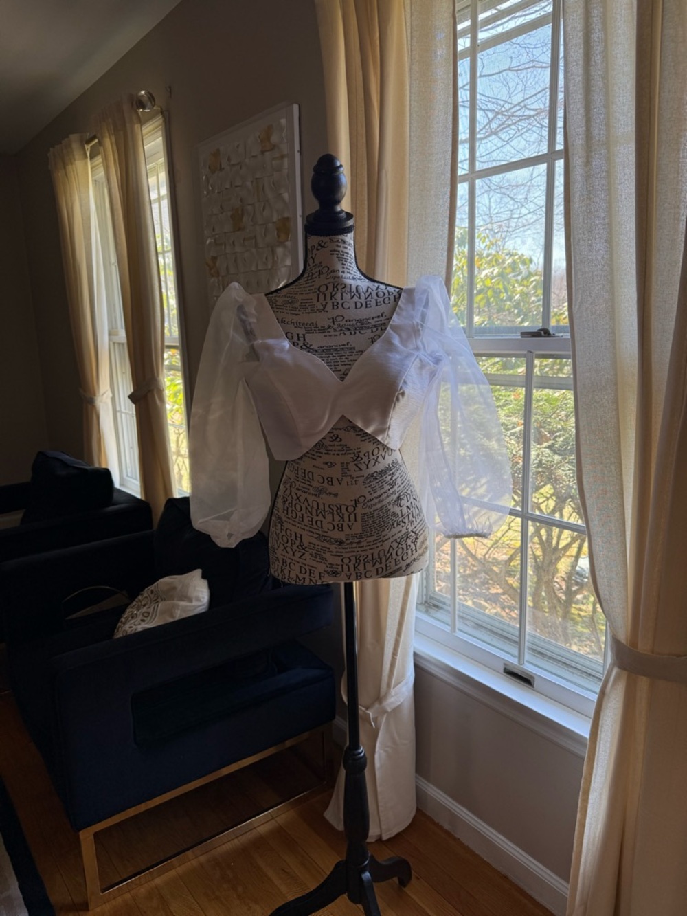 Sheer Puff Sleeve White Crop Top